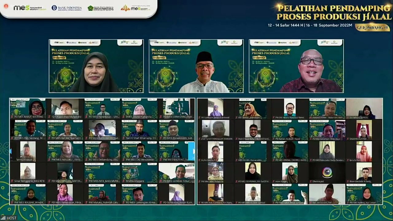 Percepat Proses Sertifikasi Halal Pelaku UMKM, LP3H MES dan Bank Indonesia Selenggarakan Pelatihan Pendamping Proses Produksi Halal Gelombang 2